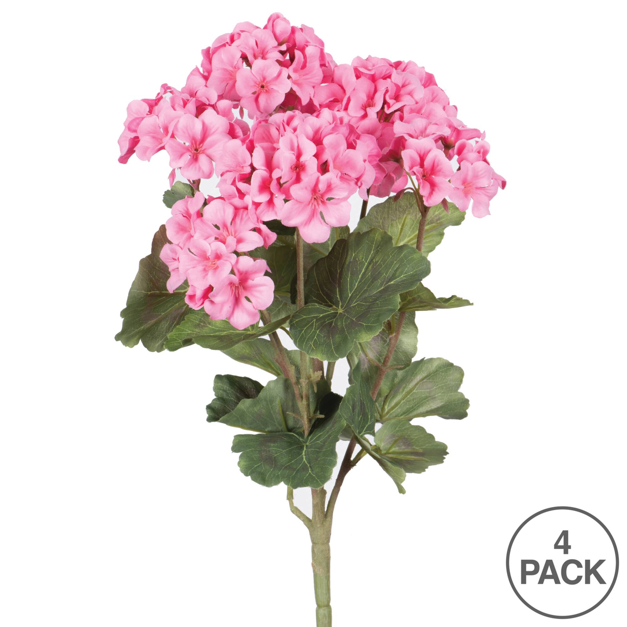 18" Artificial Coral Geranium Bush, 4ct.